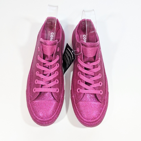 Converse CTAS OX Fuchsia Red Glitter Sneaker NIB - Picture 3 of 7